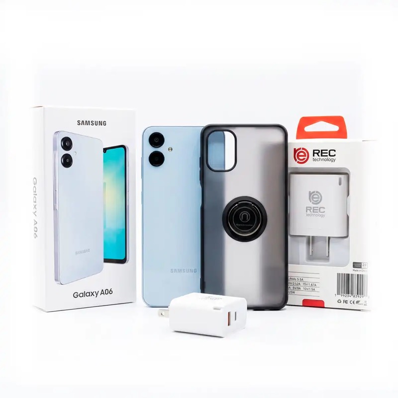 SAMSUNG GALAXY A06 4 + 64GB BLUE CON CARGADOR Y PROTECTOR