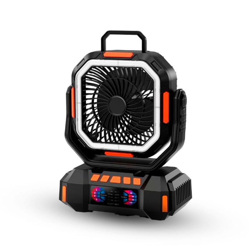 VENTILADOR RECARGABLE CON LAMPARA 20000 mAh (NARANJA)
